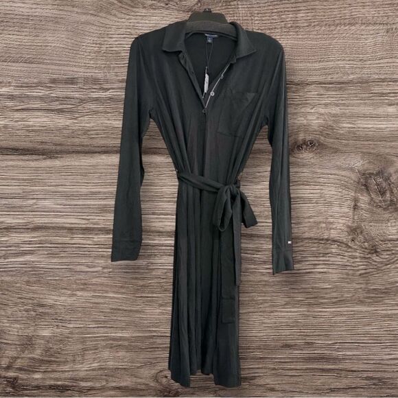 Tommy Hilfiger Belted Black Shirt Dress Viscose Dress Women’s Medium - Picture 1 of 15